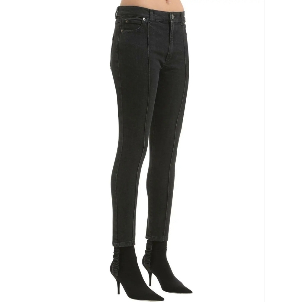Magda Butrym Black Cotton Denim Jeans W Stirrups Size 2 Revolve - Picture 5 of 13